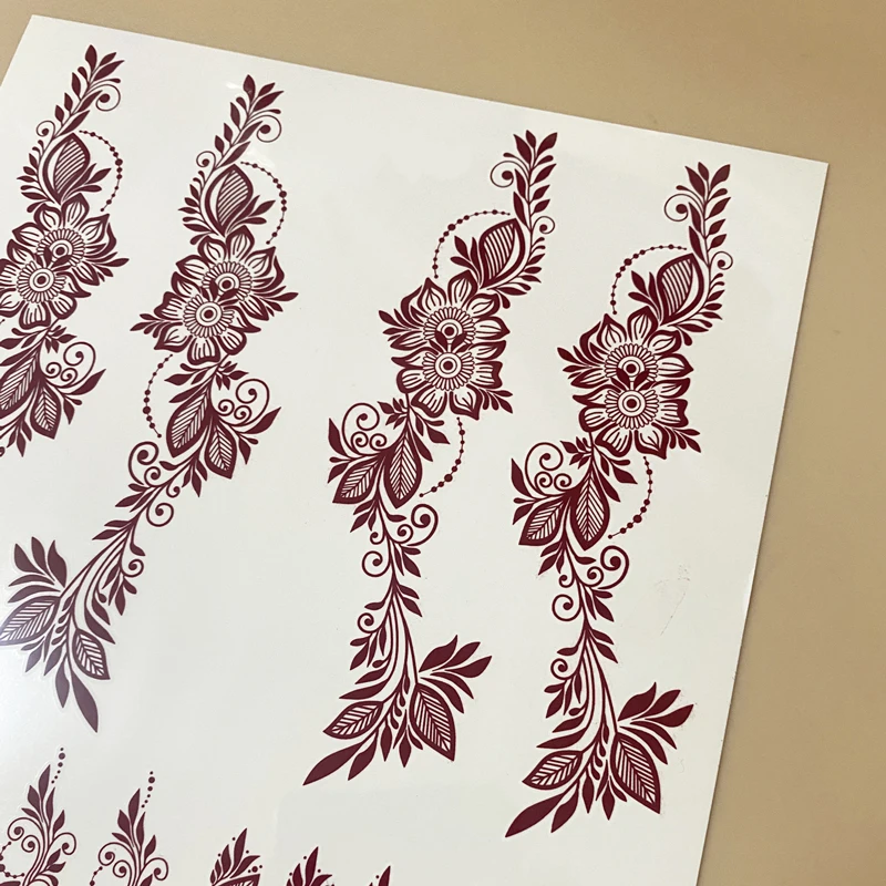 ملصق وشم حناء بني مقاوم للماء للنساء على شكل زهرة موقع قران للفتيات والأطفال وشم مزيف للاستعمال مرة واحدة لأصابع اليد