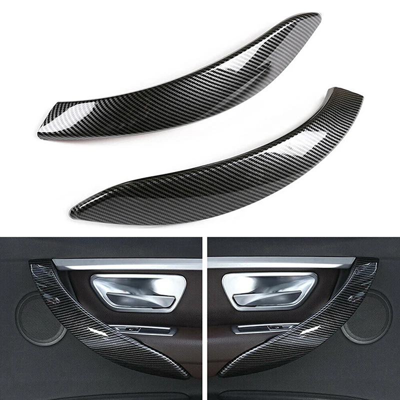 2Pcs Carbon Fiber Look Interior  Door Handle Cover Trim  Left & Right Side Fit For BMW F30 F31 2012-2015 2016 2017 2018 2019