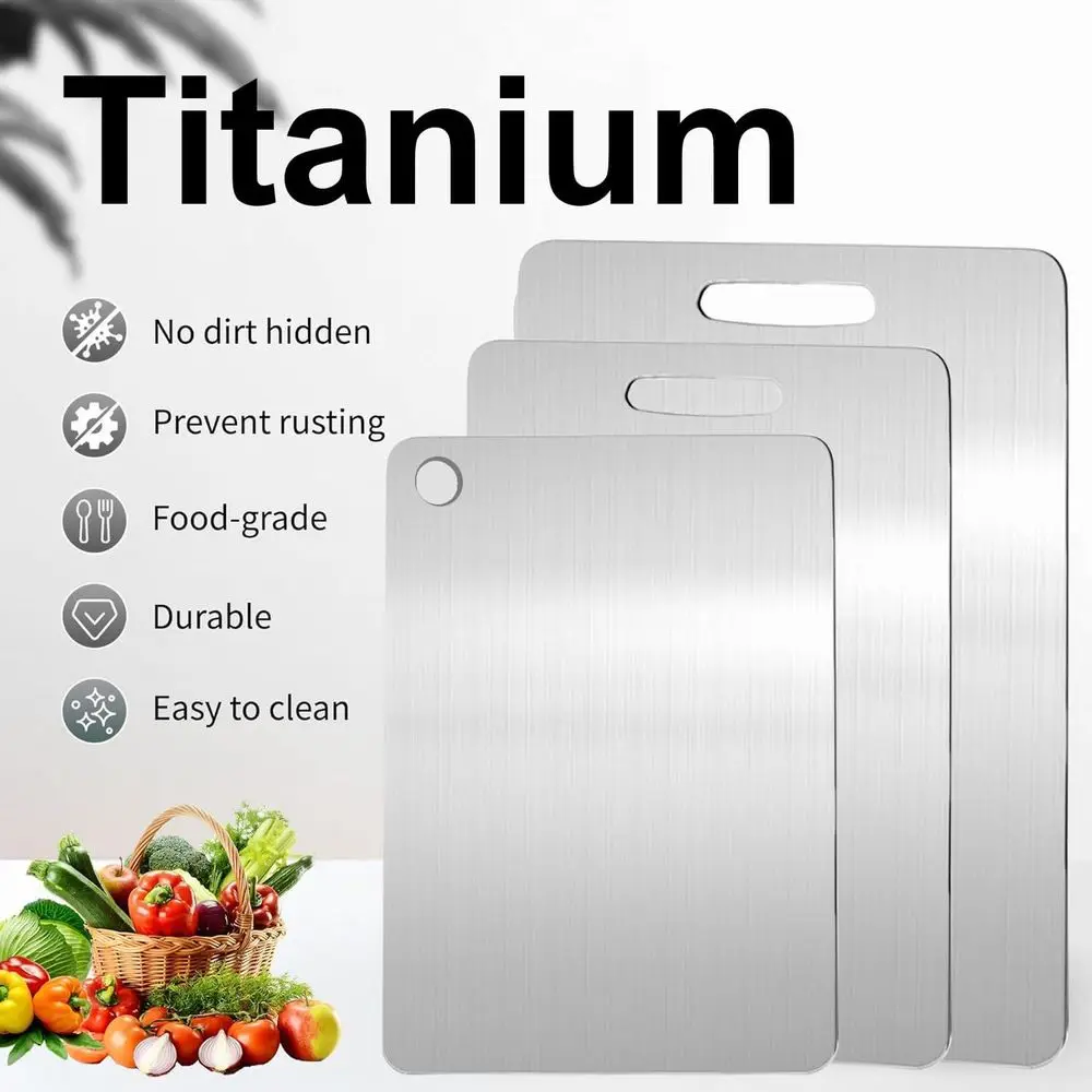 2026 Pure Titanium Kitchen Cutting Boards, Set of 3 - Small, Medium, Large, Non-Toxic, Durable, Easy Clean