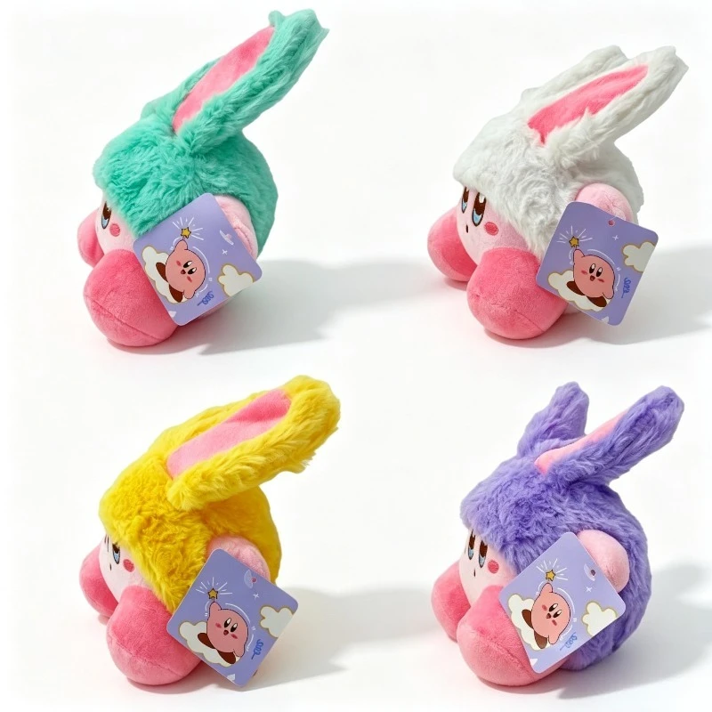 Multi-color Bunny Ears Kirby Plush Toy Cute Stuffed Toy Soft Fluffy Anime Kirby Plushies Home Sofa Decor Birthday Xmas Gifts