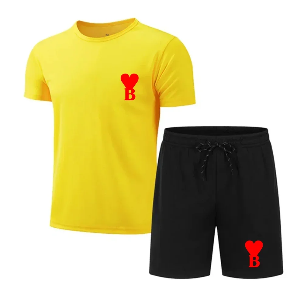 Zomer Mode Bedrukt Heren Shorts Set Heren Sneldrogende Ademende Sport Set Korte Mouwen T-Shirt Voor Heren Jogging Set