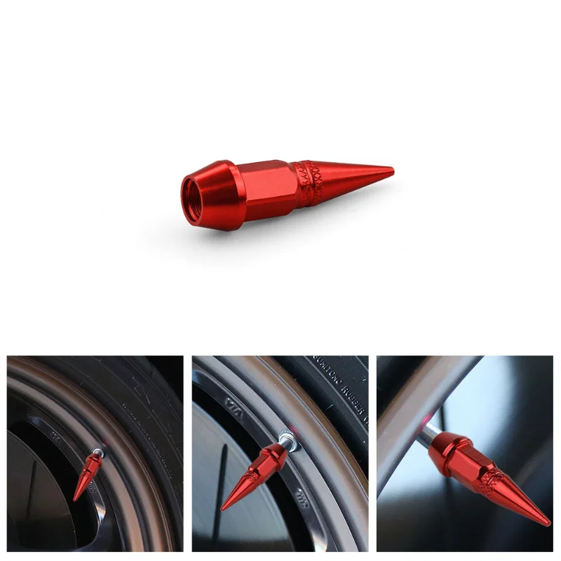 Car Motorcycle Tire Pointed Styling Valve Caps Alloy Metal Cover Auto Exterior Accessories Wheel Tire Styling Valve Cap