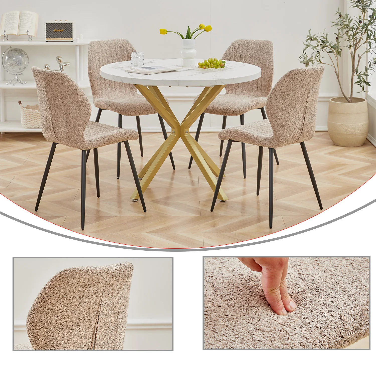 4 sztuk/zestaw nowoczesne krzesła do jadalni wyściełane siedzisko żelazne nogi nordycki minimalistyczny krzesła biurowe do kuchni salon/jadalnia restauracja — zdjęcie 7