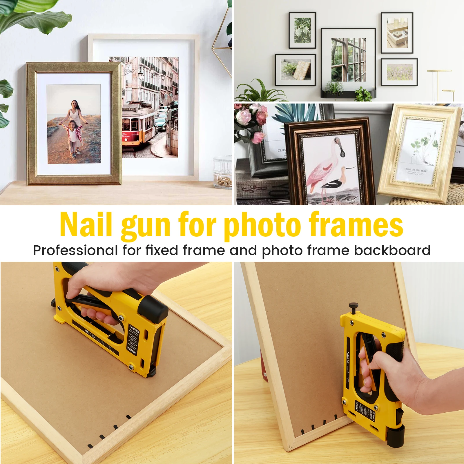 Picture Framing Point Driver Aluminum Alloy Hand Picture Frame Tool with 1000 Nails Adjustable Lightweight Point Nail Tacker