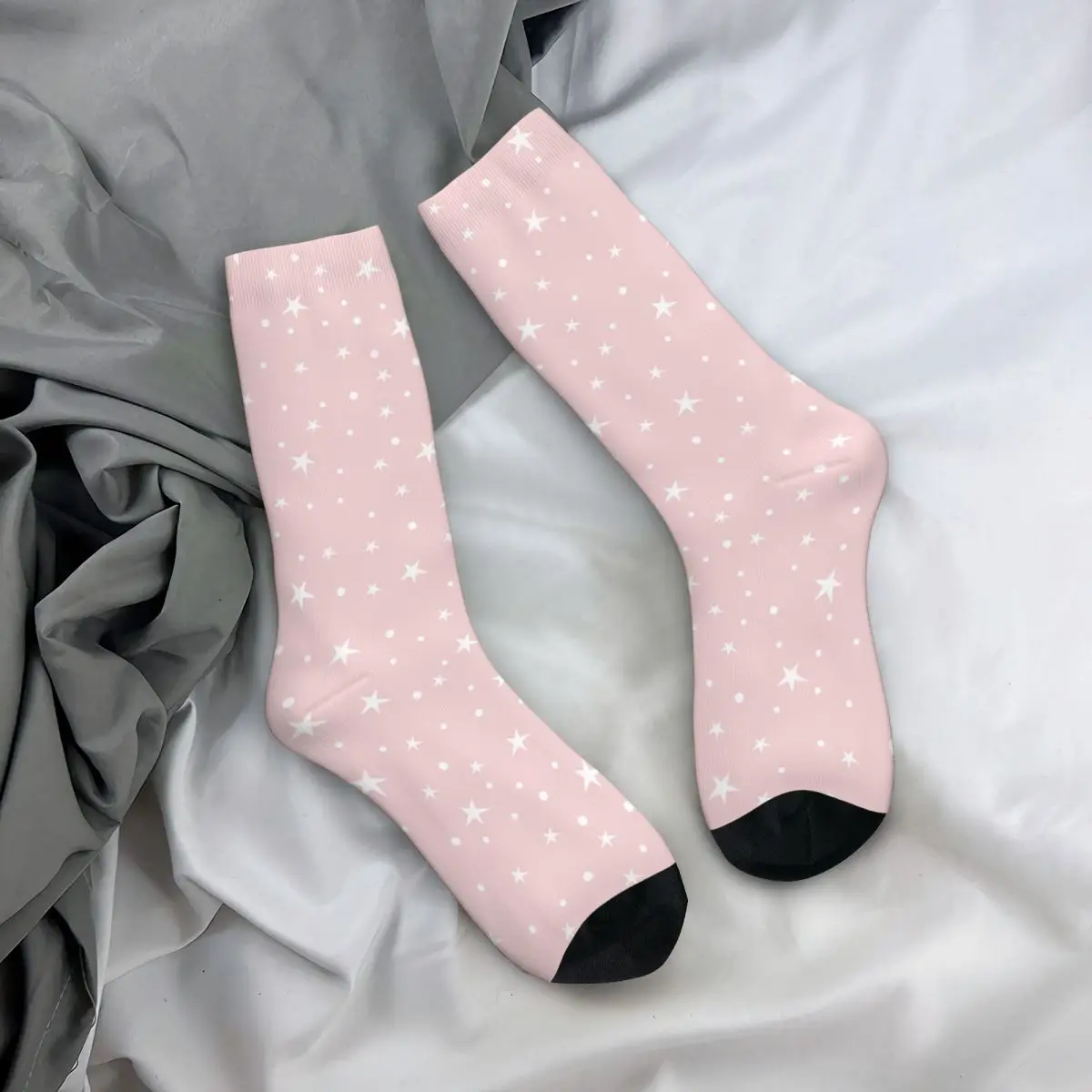 Calcetines divertidos y felices para hombre y mujer, calcetín de poliéster con estampado de estrellas Harajuku, rosa, primavera, verano, Otoño e Invierno