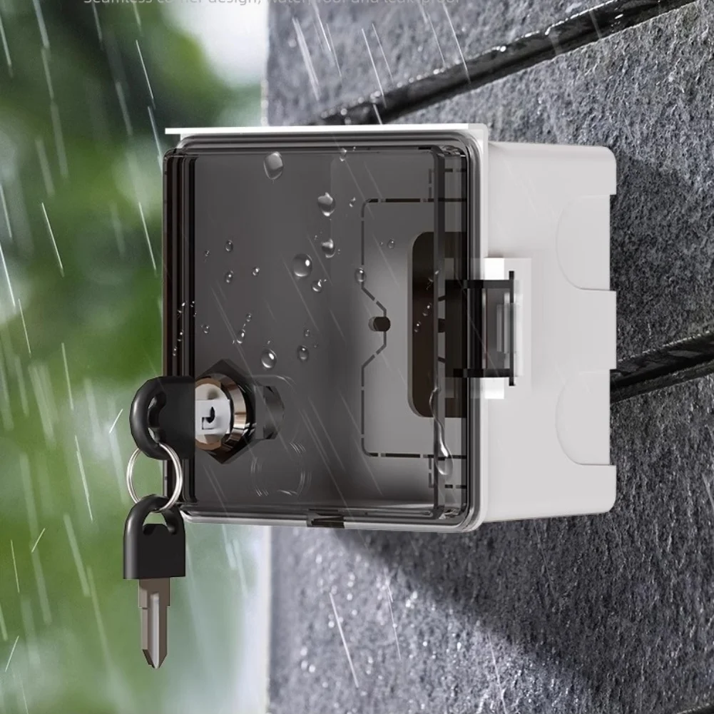 Waterproof Outdoor Socket Box With Lock Anti-Theft PC Wall Plate 86Type Electric Vehicle Charging Socket Lock Box For Garden