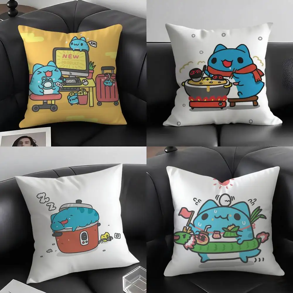 Pillow Case B-Bugcat C-Capoo Home Dorm Chair Back Short Plush Double-sided Printing Office Nap Time Cushion Cover