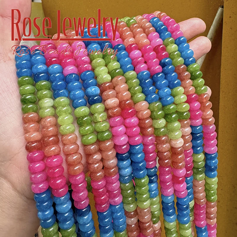Natural Stone Colorful Tourmaline Jades Rondelle Abacus Beads Loose Beads for Jewelry Making DIY Bracelet Necklace 5x8mm 15\