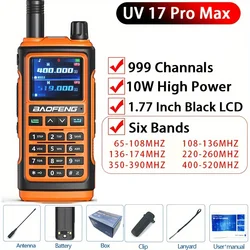 Baofeng UV17 Pro Max Walkie Talkie 999-kanałowe dalekiego zasięgu przenośne radioodtwarzaczowe FM/AM TypeC Charge Walkie Talkie