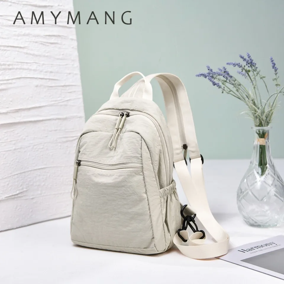 

Fashion Solid Color Soft Nylon Backpack for Women 2026 Luxury Designer Brand Back Pack Simple Travel Back Packs School Bags