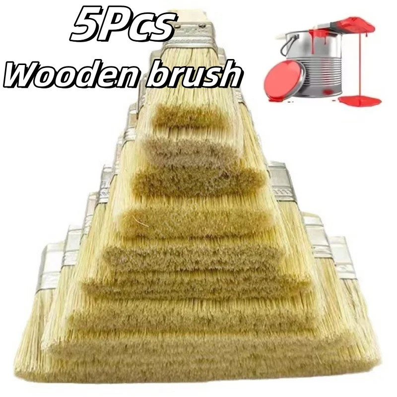 5Pcs Paint Brush Excellent Quality Wooden Handle BBQ Brush Soft Hair Brush Artist Painting Brushes 1-6 Inch Furniture Paint Tool
