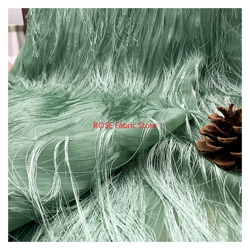 Tassel Fabric, Multicolor Chiffon Fabric, Spring Summer Dress Blouse Fabric, DIY Sewing Material, Stage performance Fabric