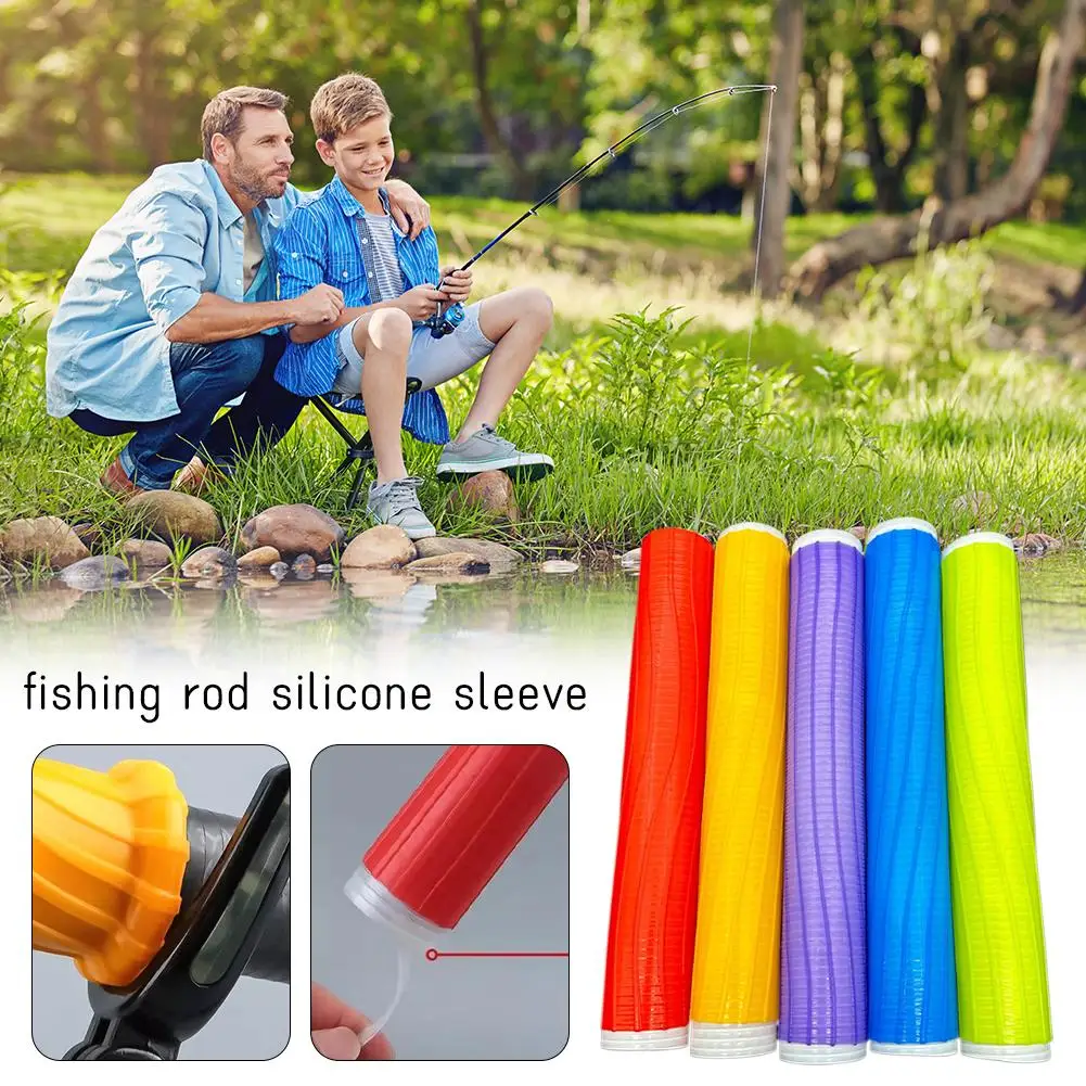 Fishing Rod Grip Sleeve Colorful Silicone Fishing Rod 5 Vibr