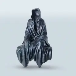 Horror Black Robed Night Walker Gothic Sitting Garden Sculpture Black Clothes Mysterious Master Ornament Reaper Sitting Statue