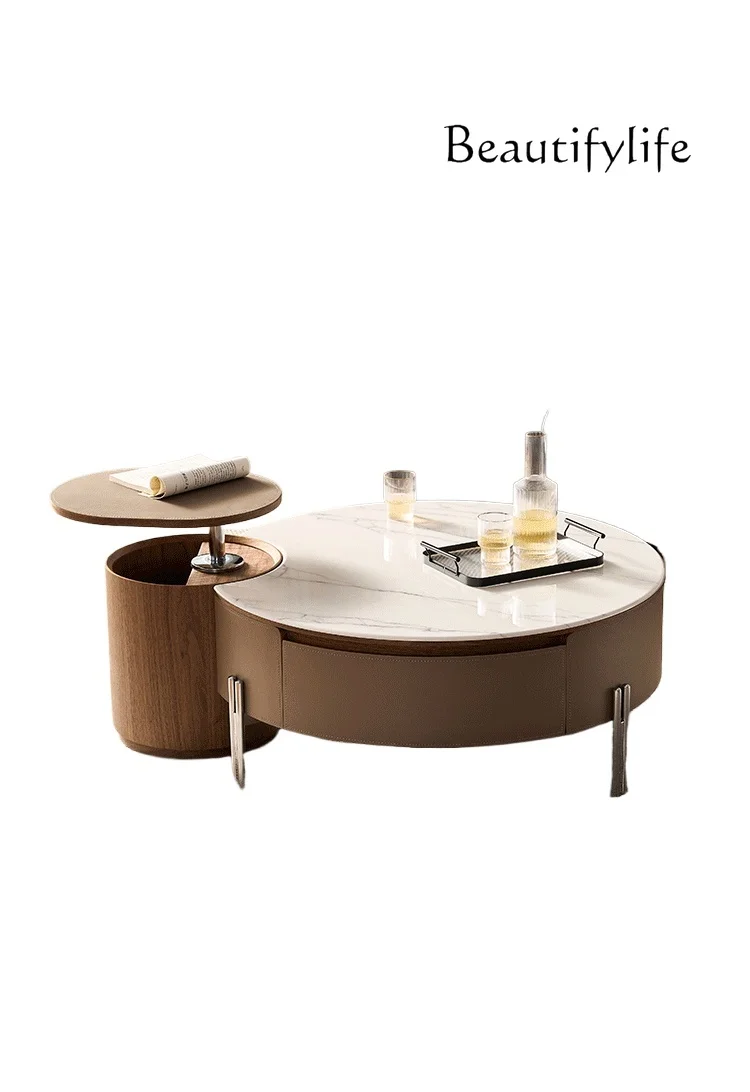 

Nordic Modern Living Room Home High-Grade Tea Table Small Apartment round Stitching Design Coffee Table