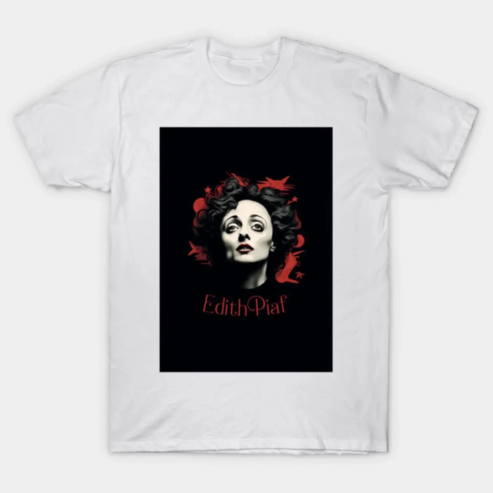 Dessin Edith Piaf portrait vector T Shirt vintage Washed Casual Versatile homme Breathable Soft fashion Stylish Comfortable