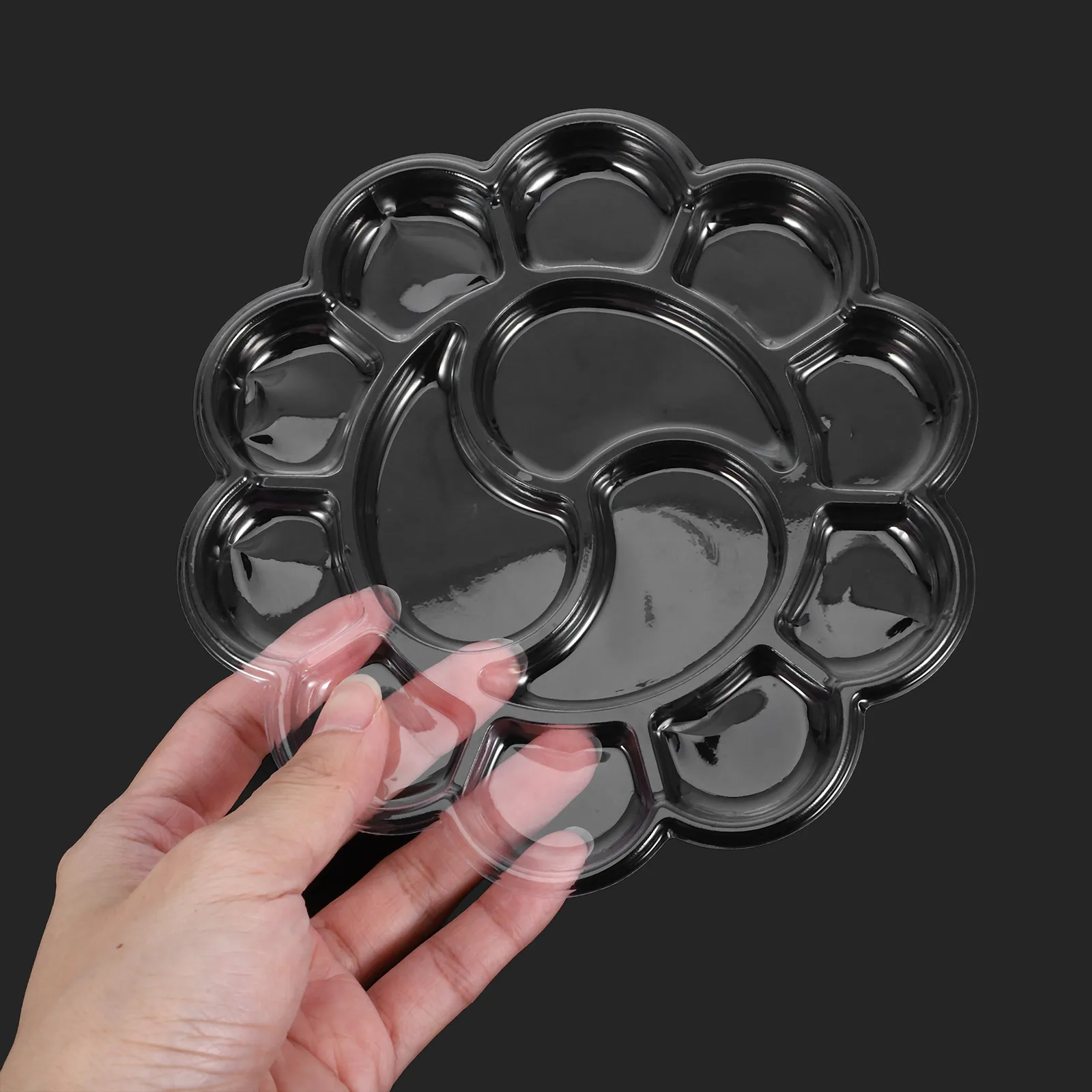 50Pcs Paint Palette Plastic Petal Mixing Tray Flower Shaped for Watercolor Acrylic Oil Painting Art Supplies Bulk Pack