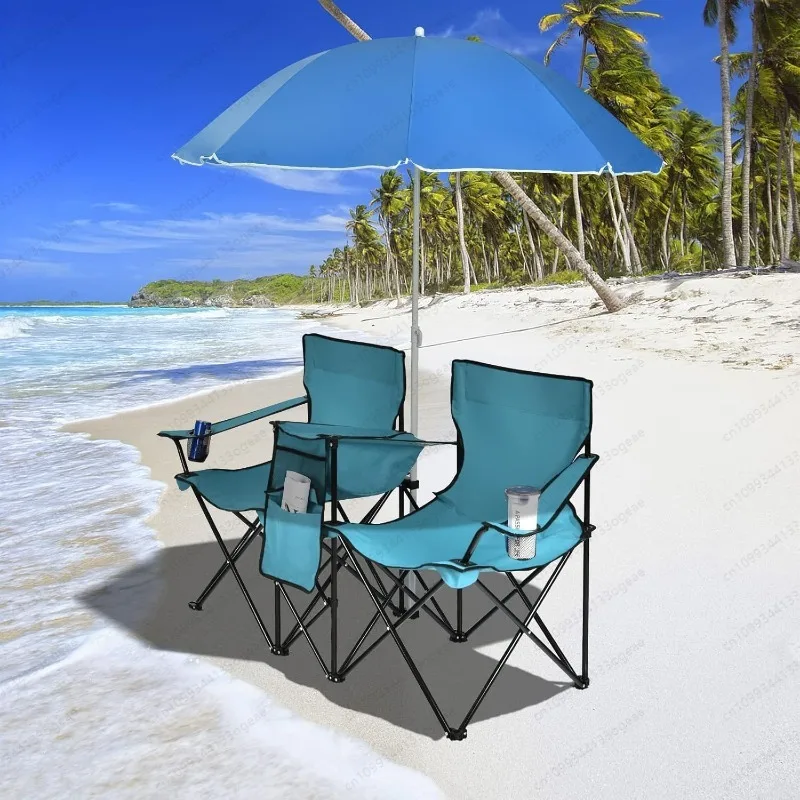 Portable double sunshade beach chair easy to carry aluminum outdoor lawn chair for seaside camping picnic terrace modern design