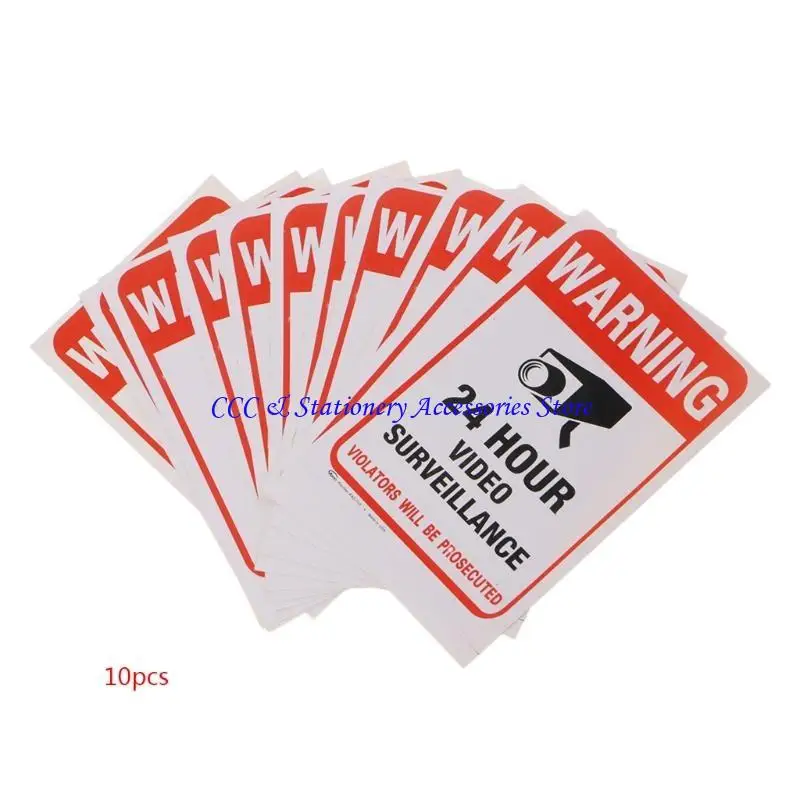 Q1JC 10pcs/Lot Waterproof PVC CCTV Video Keamanan Stiker Tanda Peringatan