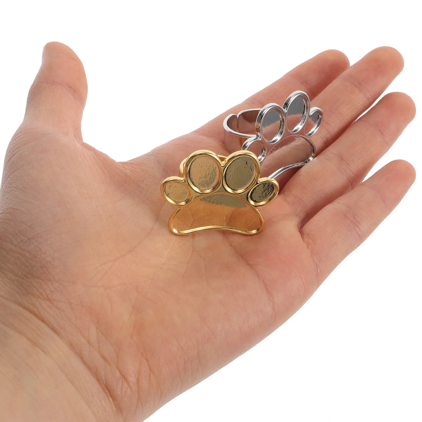 

2Pcs Nail Art Tools Metal Mini Ring Palette Stable Wearable Mixing Holder Nail Polish Plate Display Stand for Salon