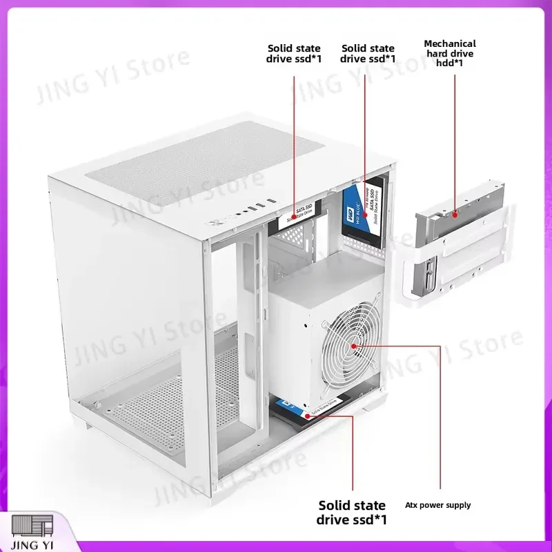 Mini ITX MicroATX PC Case Tempered Glass Side Panel Vertical GPU Mount USB 3.0 HD Audio Compact Gaming Computer Chassis