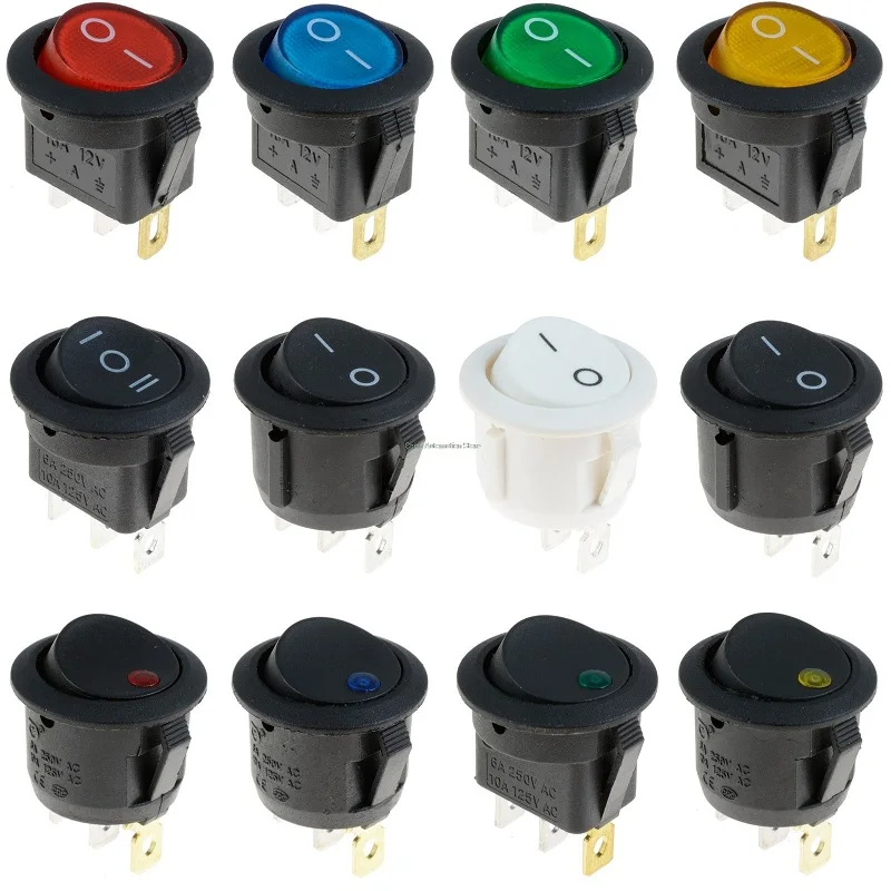 

5Pcs SPST Snap-in Switch ON Off 2 Pin Round Snap Rocker Boat Switch AC for Car Auto Boat Household Appliances