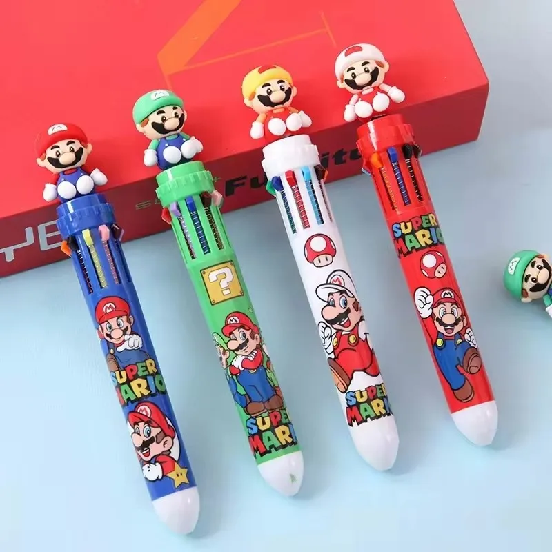 12/36pcs Super Mario Cartoon 10 Colors Ballpoint Pen Cute Cartoon Gel Pen Student Supplies Stationery Wholesale