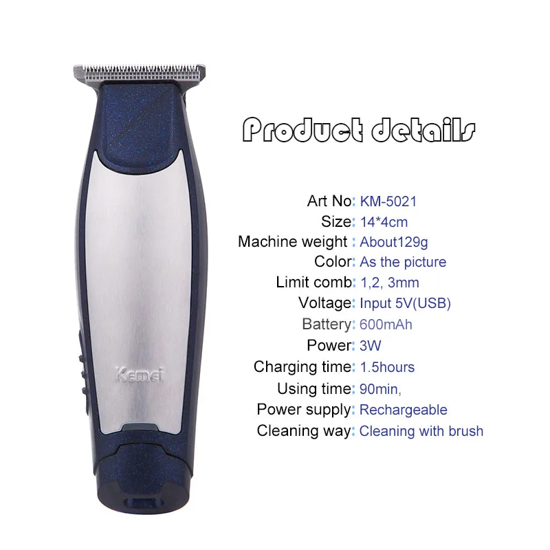 Kemei 5021 Hair Trimmer Electric Hair Clipper Rechargeable Razor Barber Hair Cutting Shaving Machine For Man Beard Shaver