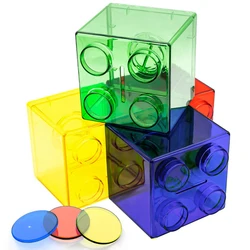 Building Block Toy Storage Box Transparent Plastic Block-Shaped Piggy Bank Coin Storage Box Stackable Sundries Storage Tank