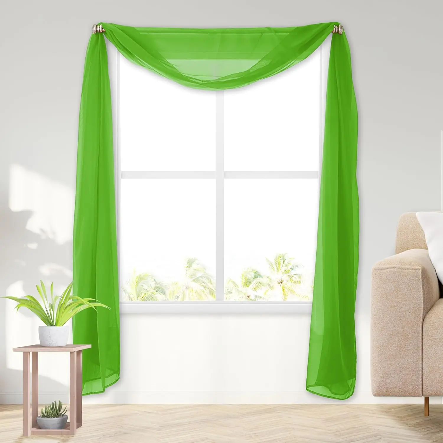 

Elegant Sheer Voile Window Scarf Valance, 216 Inch Long, Lightweight Curtain for Living Room Bedroom Event Decor