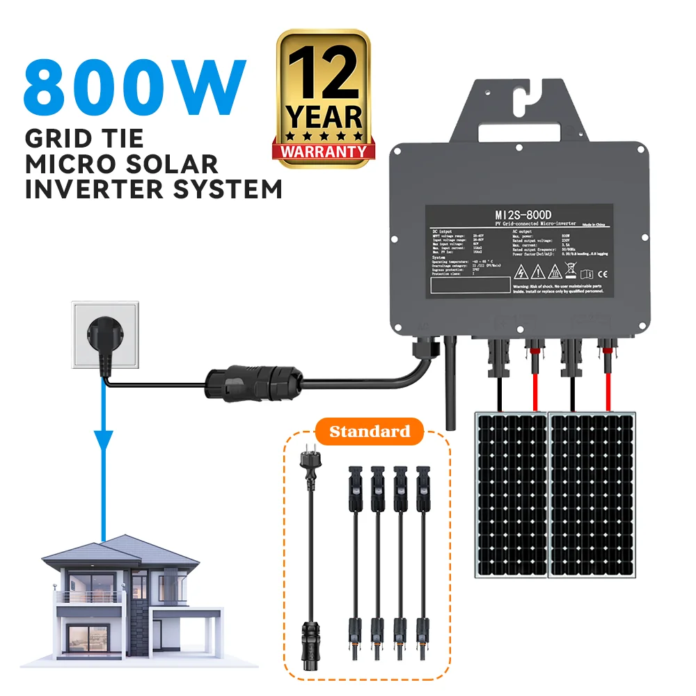 Micro-onduleur solaire 800W 400W DC22-60V vers AC230V pour panneaux solaires, système de raccordement au réseau domestique, onduleur solaire photovoltaïque IP67, expédition depuis l'UE
