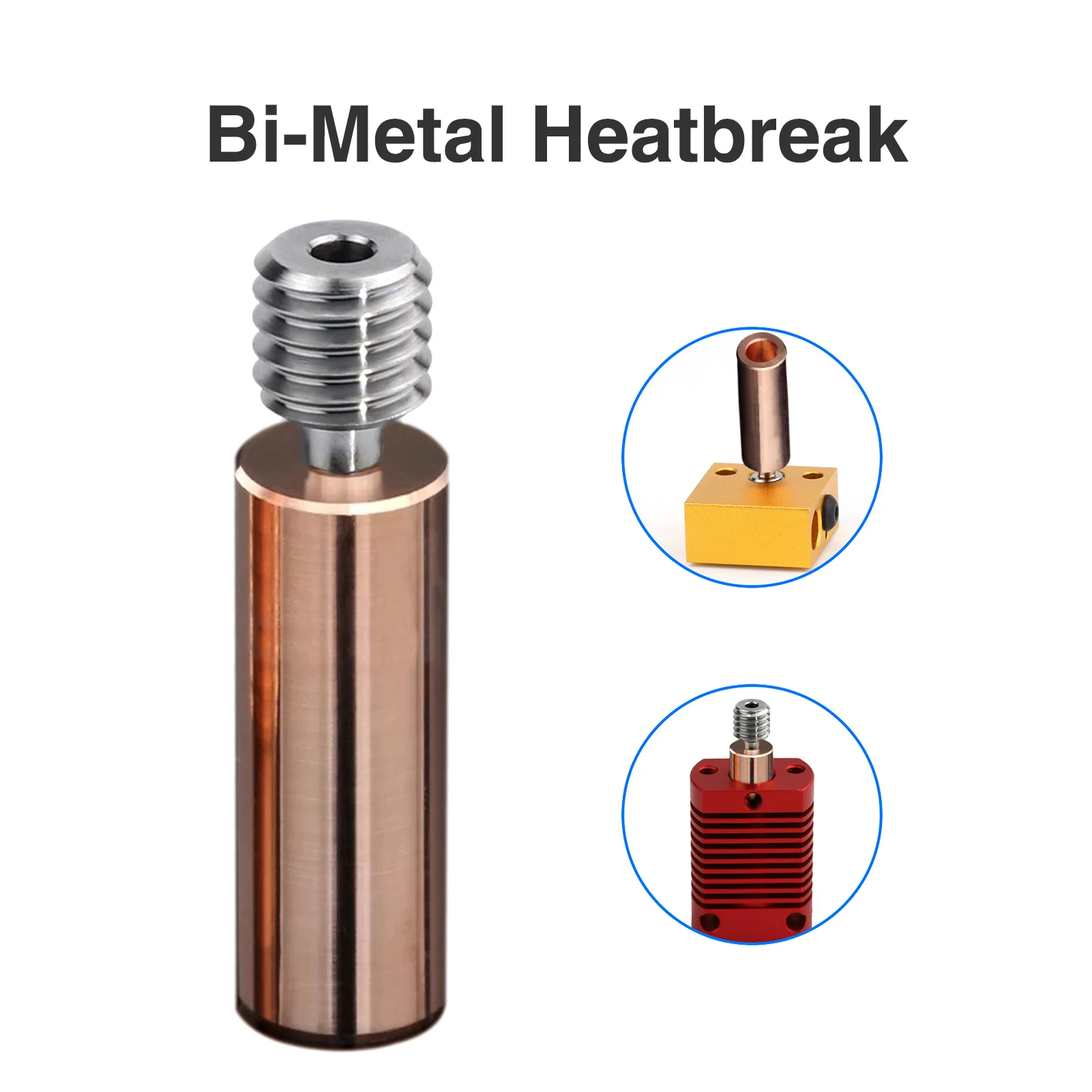 1/2/3 Stück Ender3 CR10 Bi-Metall Heatbreak Throat Upgrade Glatter Bi-Metall Titan + Kupfer Heatbreak für CR10 Ender 3 V2 PRO Ender 5 – Detail 1