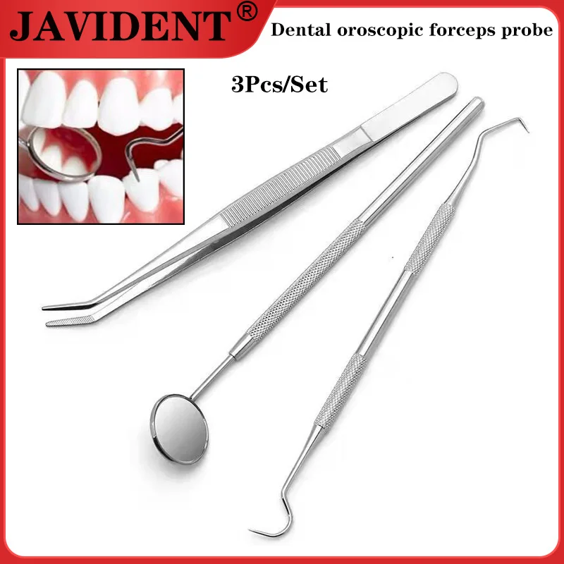 

JAVIDENT 3 шт. набор стоматологических инструментов, пинцет для орального микроскопа, стоматологический инструмент из нержавеющей стали, средство для удаления полости рта
