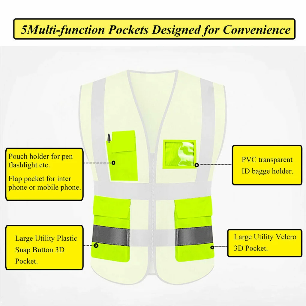 Women Men Night Work Reflective Vest Construction Traffic Breathable Mesh Workwear A Type