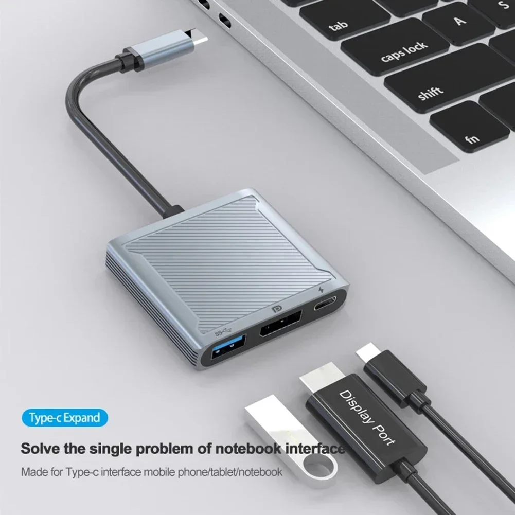 Estación de acoplamiento USB tipo C a Displayport 8K con puerto USB y PD 100W 3 en 1 DP Hub 8K @ 60Hz 4K @ 144Hz convertidor para Mackbook Pro
