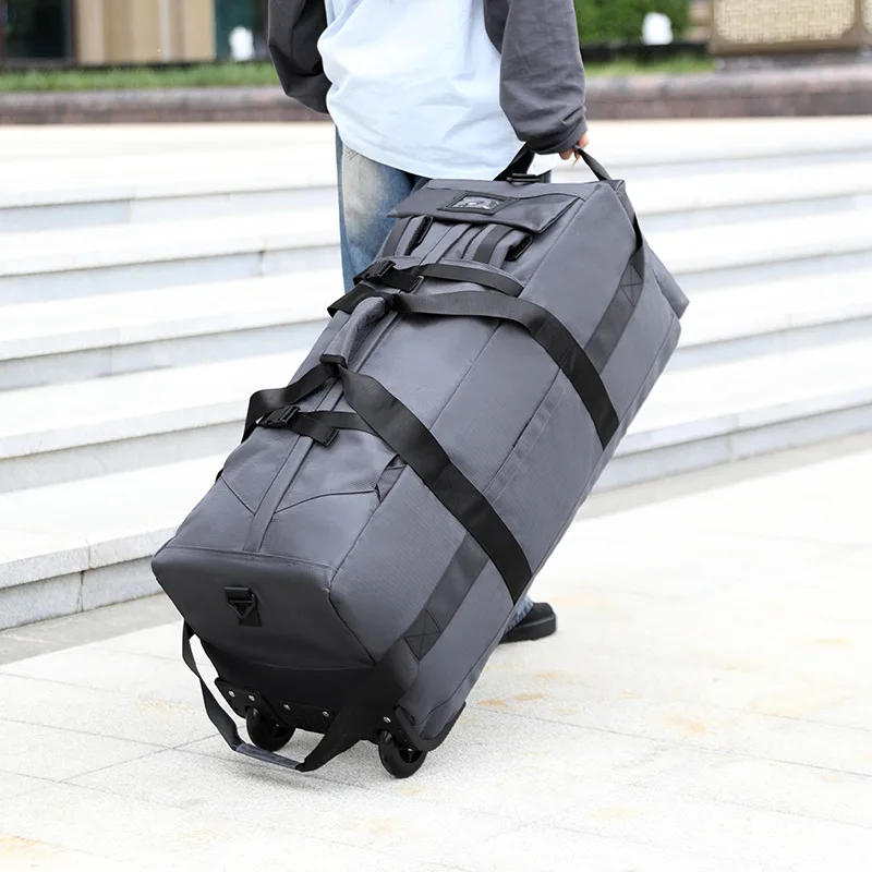 

80L Rolling Duffle Bag with Wheels 31" Heavy-Duty Foldable Travel Duffel Bag Water-Resistant Wheeled Luggage with Shoulder Strap