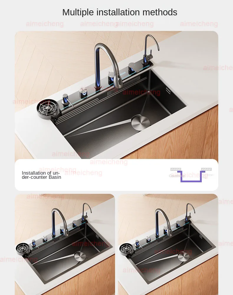 Neptune Star Whale Rain Vegetable Washing Basin Large Single Slot Thickened 304 Stainless Steel Sink Kitchen Household Dish Sink