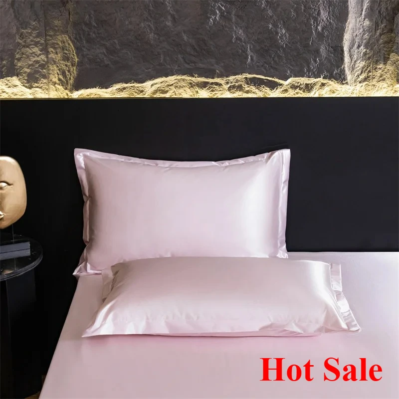 

2025 waterproof ice silk 1.8m double long pillowcase 48 * 74cm household pair of pillowcase solid color high sense