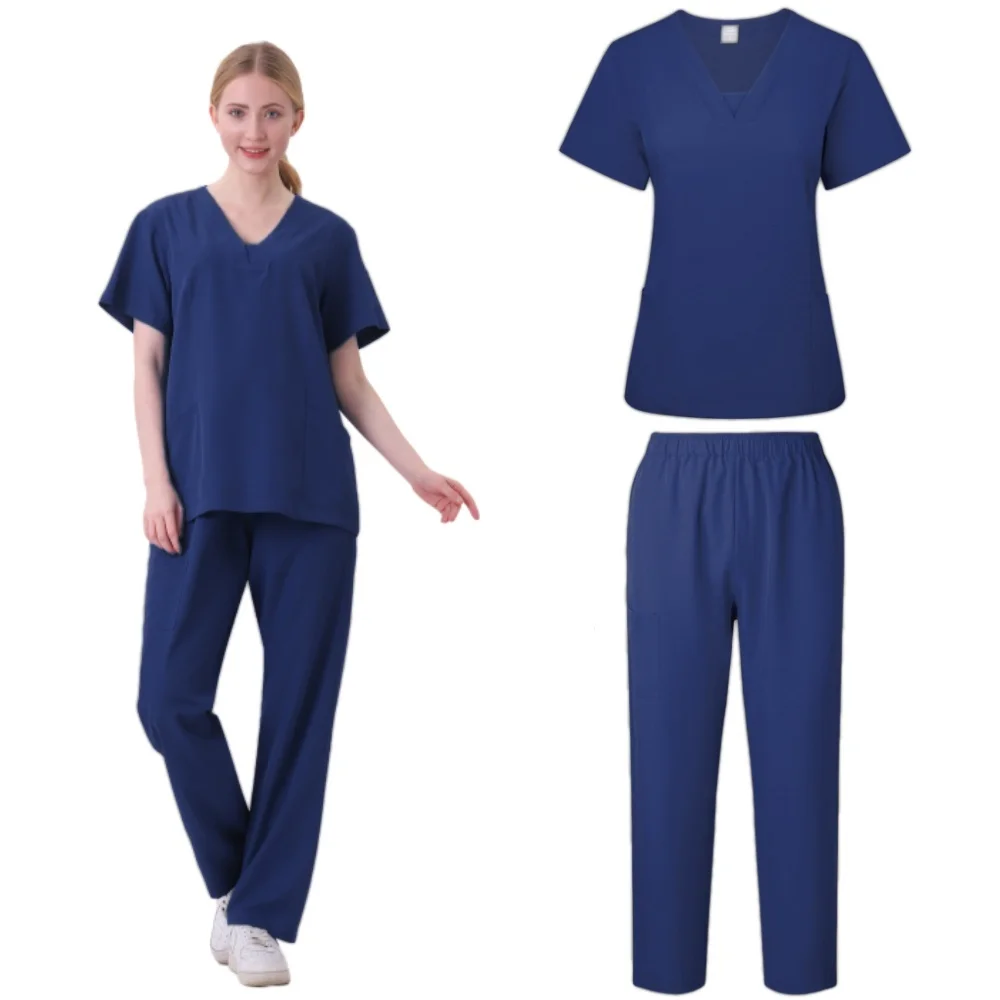 Female Beauty Salon Clothes Operating Room Hand Washing Short-Sleeved Doctor's Elastic Scrub Sets Work Wear