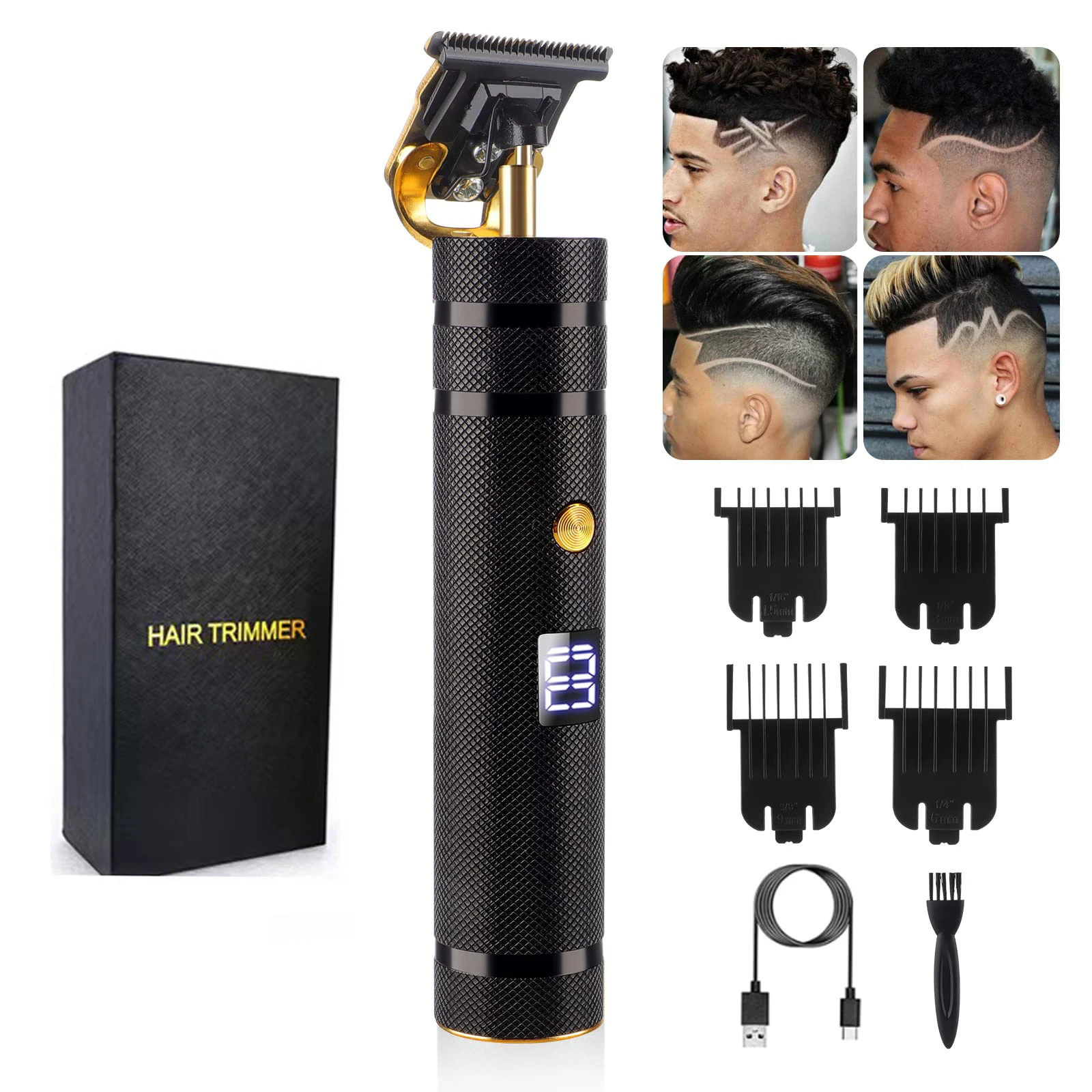 

Electric Hair Clipper Beard Trimmer Zero Gapped Cordless Hair Trimmer T-Blade Trimmer Shaver Hair Cutting Machine Gifts for Men