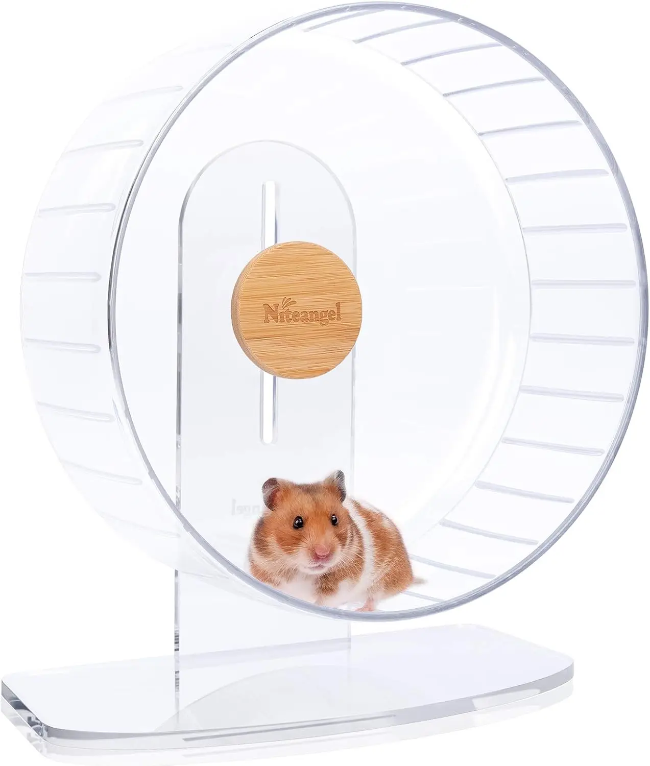 

Super-Silent Hamster Exercise Wheel with Adjustable Stand for Small Pets, Large Transparent Design