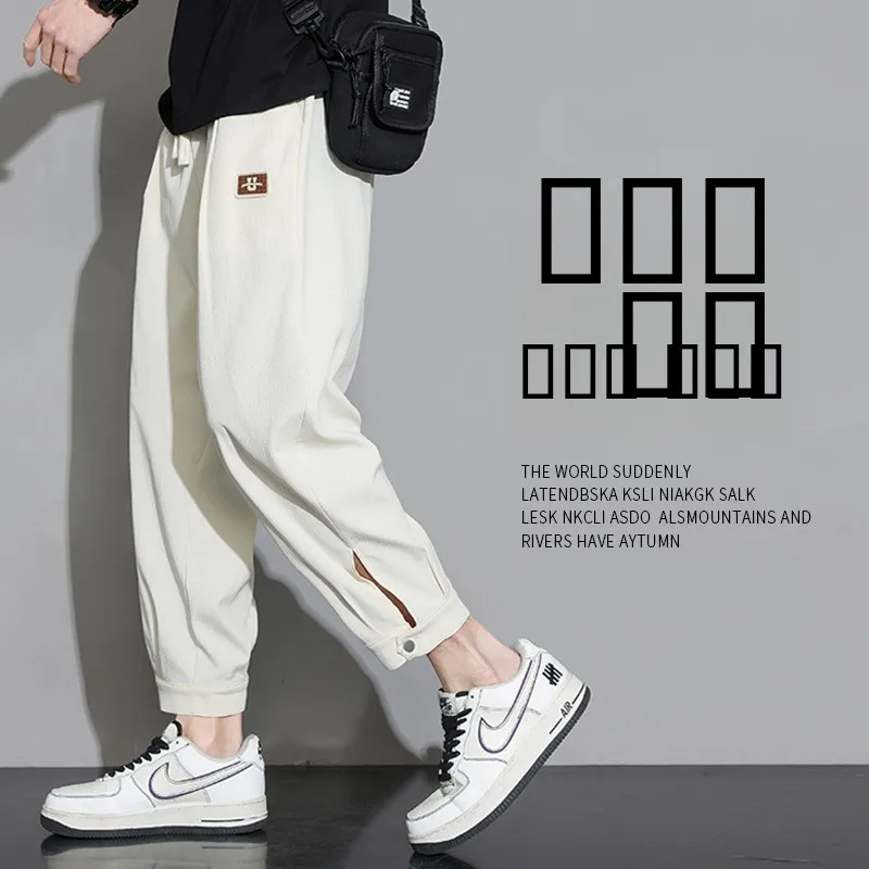 

CLARA Ice Silk Men's Summer Thin Qui Dry Sport Nine Points Pants Drape Straight Leg Casual Trousers Faionable Loose Fit