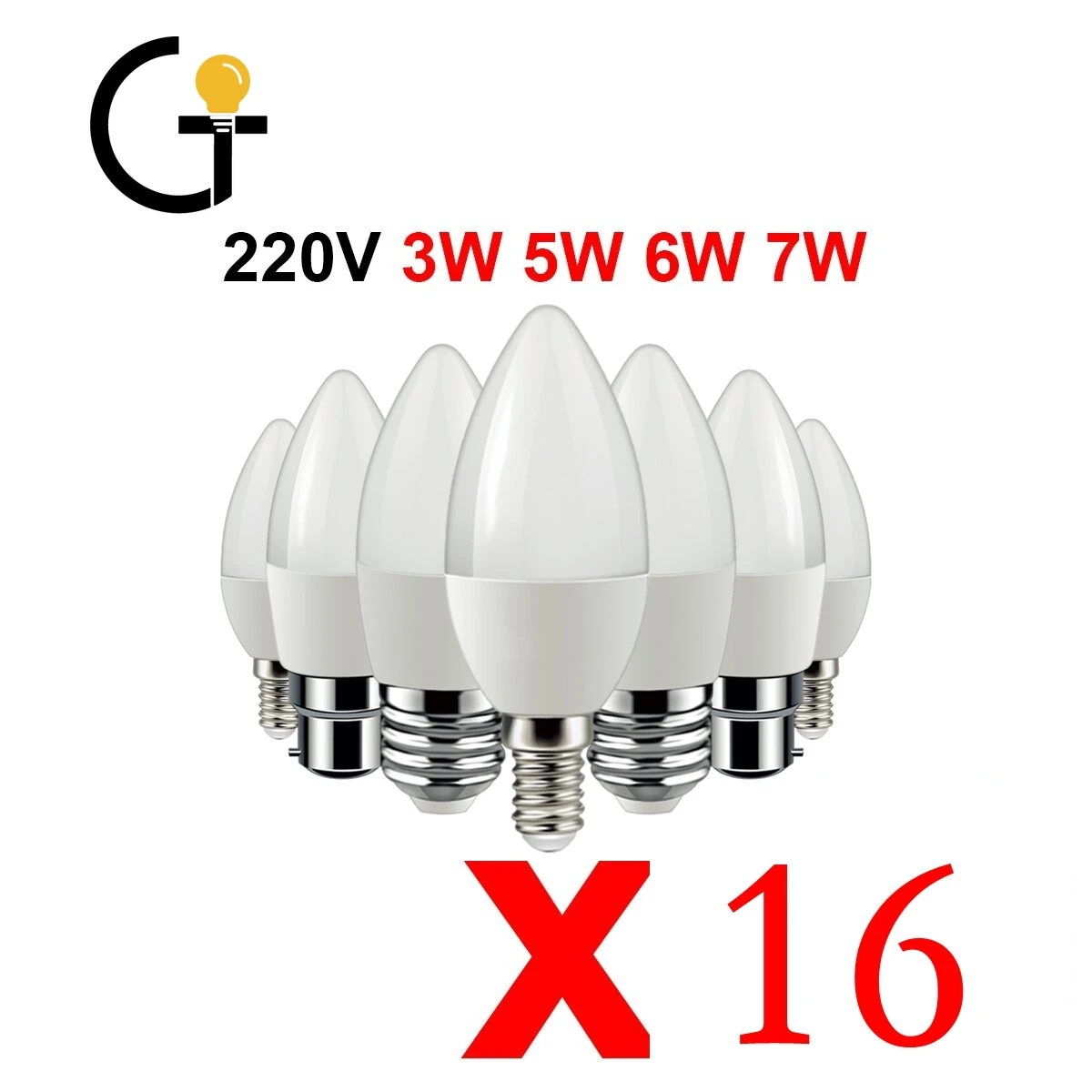 

16Pcs Led Candle Bulb C37 3w 5w 6w 7w E14 E27 B22 E14 AC220V-240V Warm White Cold White Daylight For Home Decoration Lamp