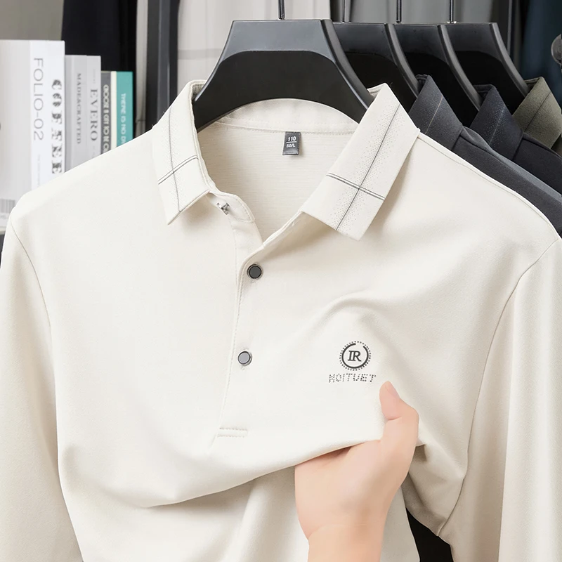 

High end brand Men's Polo Shirt Lapel Long Sleeve T-Shirt Autumn New Exquisite Print Hot Fix Design Business Casual Menswear Top