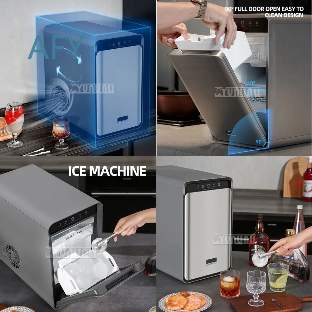 Spherical Ice Ball Maker for Whisky Cocktails Portable Countertop Ice Machine Home Bar Cafe Commercial Use Clear Sphere Ice