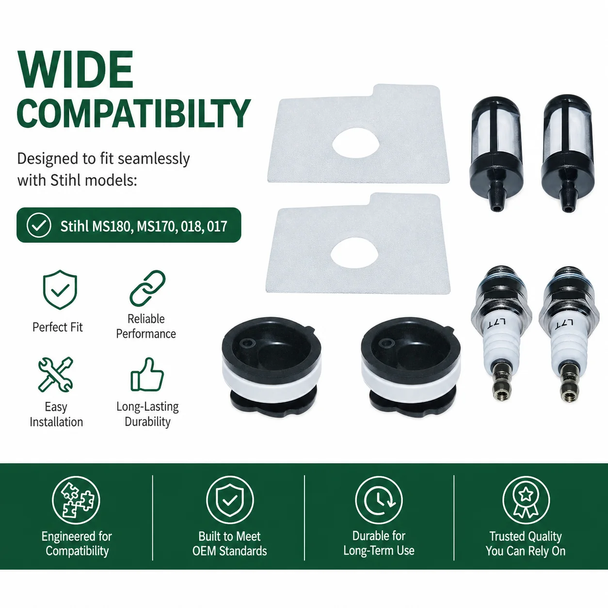 Spark Plug Air & Fuel Filter Intake Manifold Kit for Stihl MS180 MS170 018 017 Chainsaw Parts OEM 1130 141 2200 1130 124 0800
