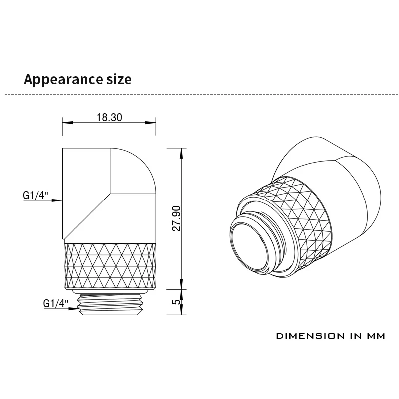 

Barrow G1/4'' 90 Angled 360 Rotary Fittings For Computer Water Cooling Loop Kit Fittings Elbow ,Gold,White Silver,TDWT90-v2.5