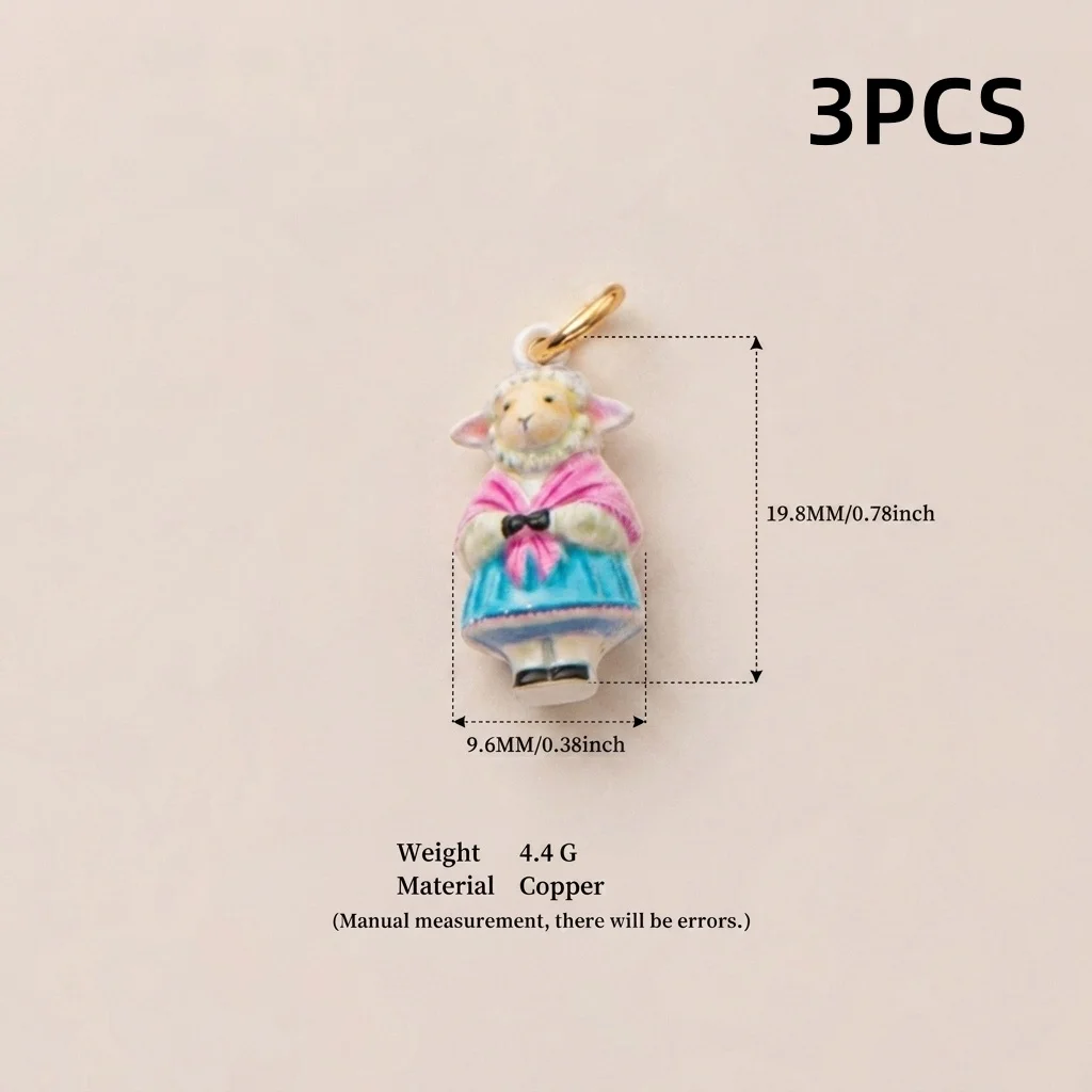 3 Stück Modische Cartoon-Tier-Serie Braunbär Welpe Hase DIY Anhänger-Charms für Schmuck – Detail 5