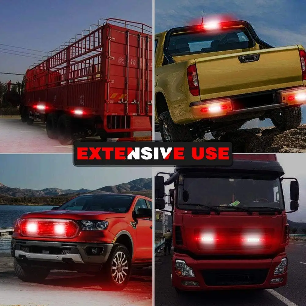 2pcs 4pcs Truck 12V 24V 12smd LED Strobe Warning Light Grille Flashing Lightbar Car Beacon Lamp Amber Yellow White Traffic Light