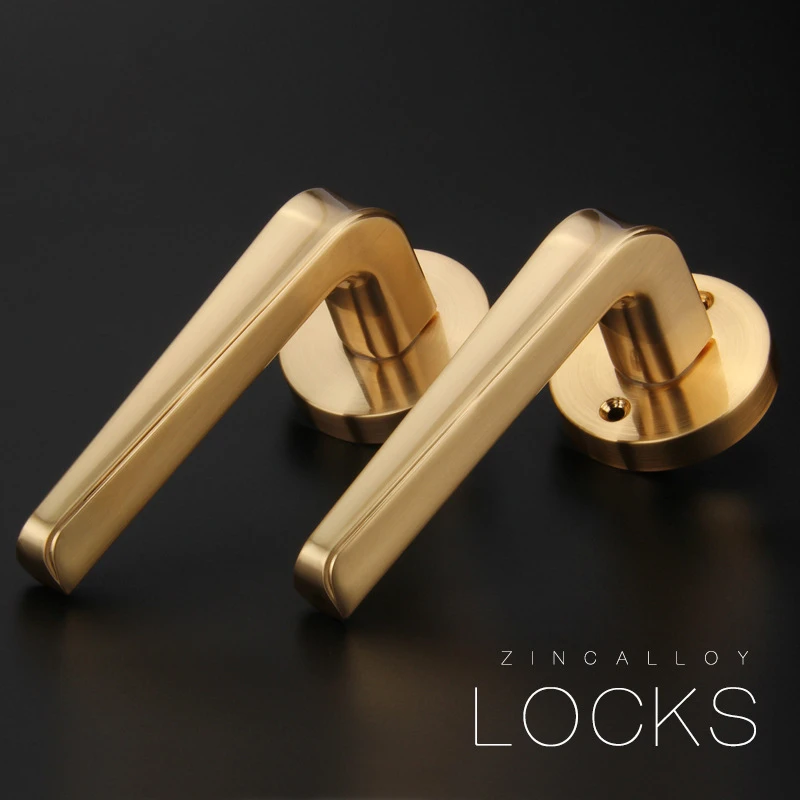 High Quality Gold Security Bedroom Door Lock Zinc Alloy European Mute Solid Personal Protection Home Lock For Living Room